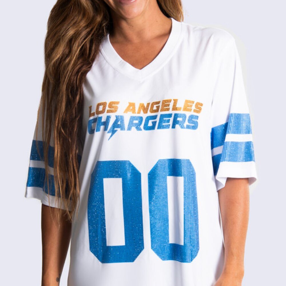 NFL Licensed White Tunic Crystal Pullover Jersey--Los Angeles Chargers